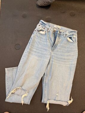 Abercrombie & Fitch Light Blue Distressed Bootcut Jeans